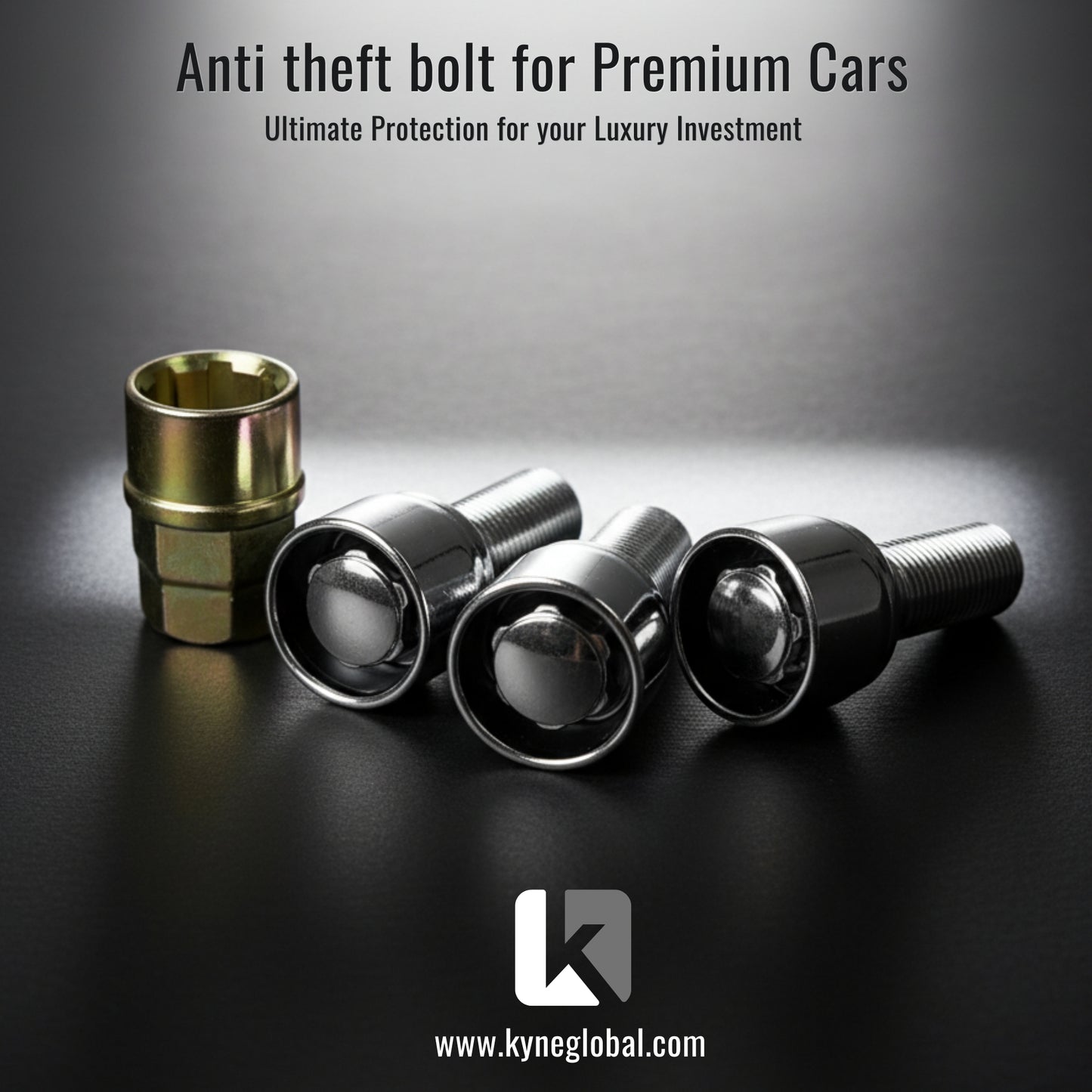 KYNE Anti-Theft Wheel Lock Bolt Set — Chrome & Gold | M12 / M14 | Double Theft Protection