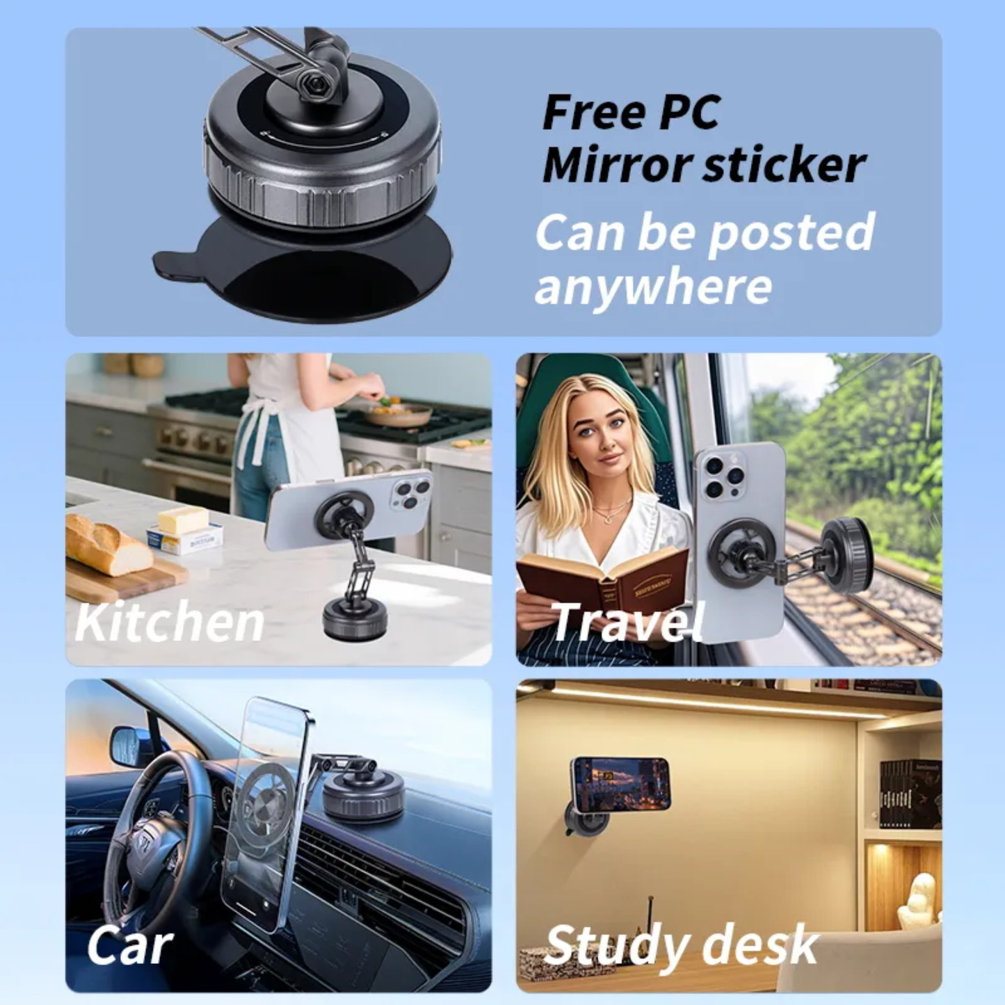 Magnetic Phone Holder for Car, 360° Rotation, Super Strong Stylish Accessory for Car Dashboard | Hands Free Phone, Adjustable Arm (Black)