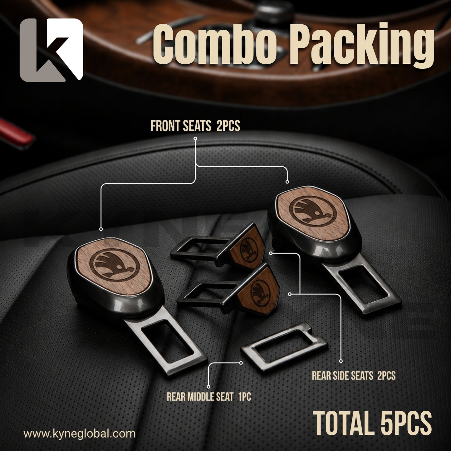 Wooden Car Seat Belt Extender Clip - Universal Fit Metal Buckle with Custom Logo