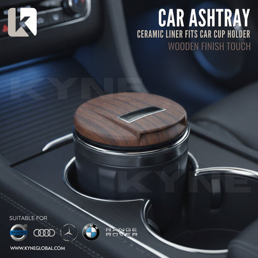 Ceramic Car Ashtray Carbon and Wooden Finish Touch (BMW,AUDI,MERCEDES,VOLVO,RANGE ROVER)